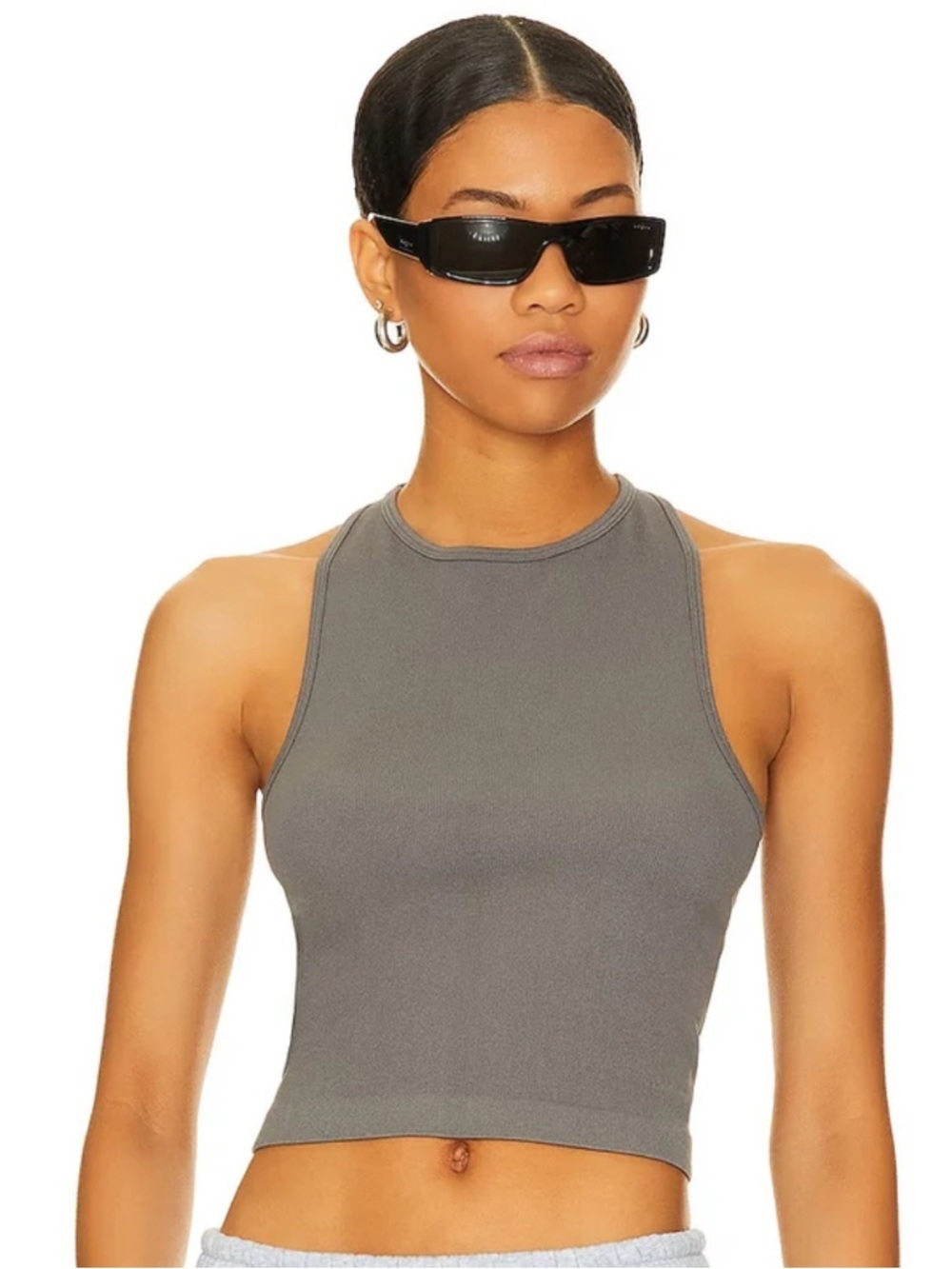 Free People Charcoal Ribbed Racerback Tank - Picture 1 of 9